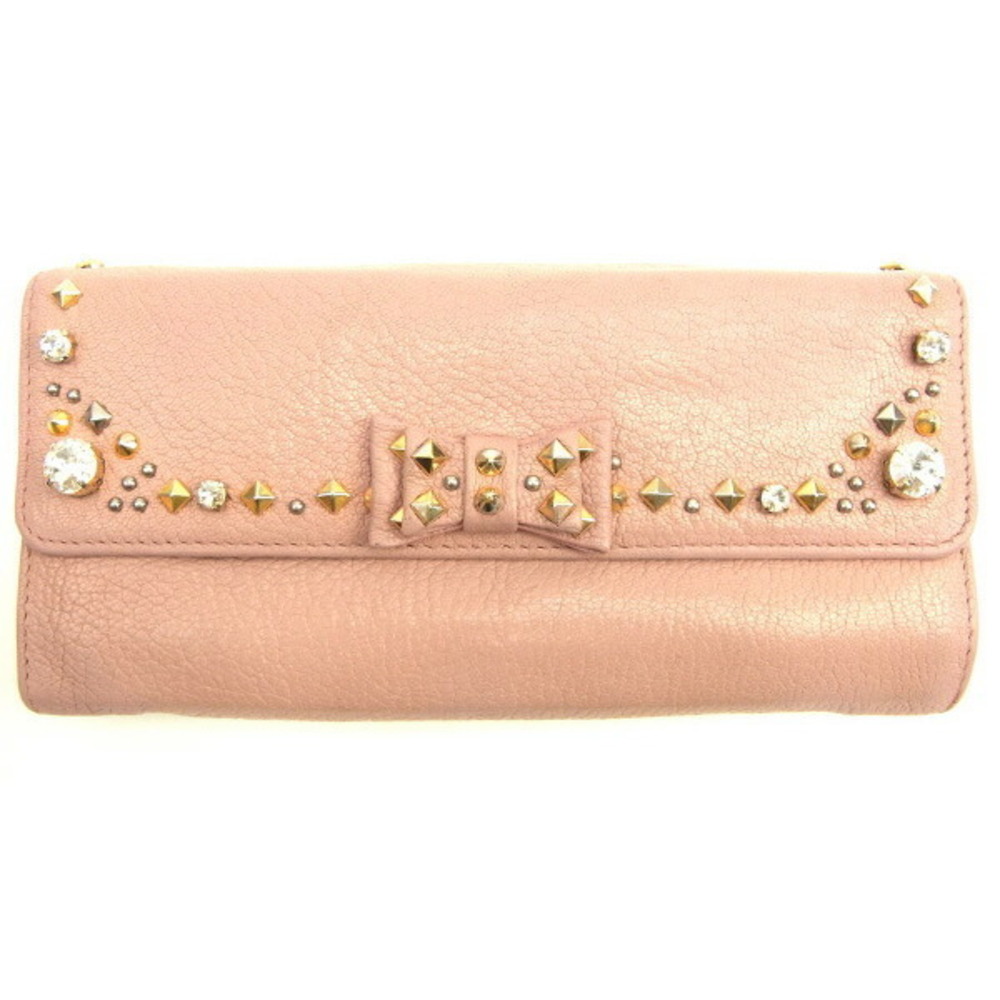 Miu Miu Wallet studded pink zipper long leather - Picture 2 of 6